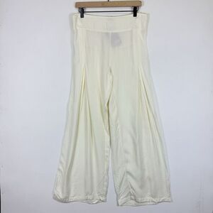 Aller Simplement Ivory Wide Leg Beachy Elastic Back Pants Women's Large XL NEW